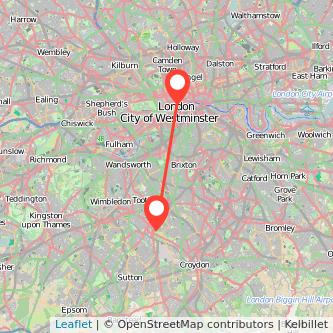 Mitcham London train map