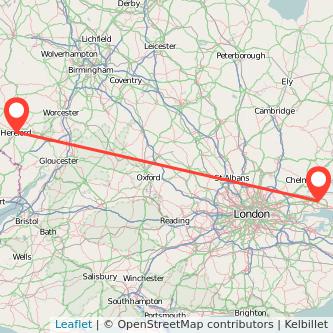 Rayleigh Hereford train map