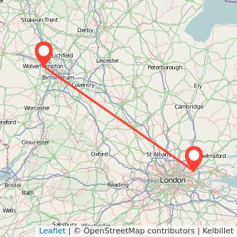 Romford Wolverhampton train map