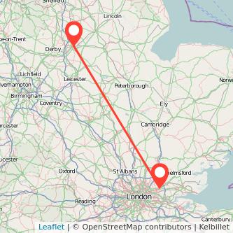 Romford Nottingham bus map