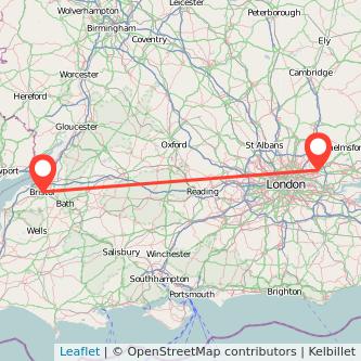 Romford Bristol train map