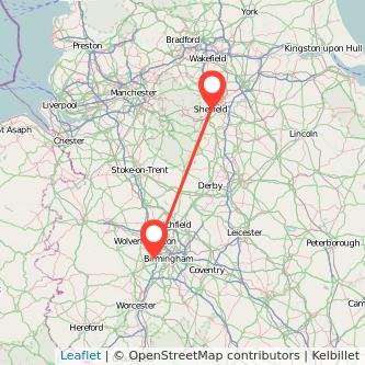 Rowley Regis Sheffield train map