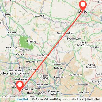 Rowley Regis Derby bus map