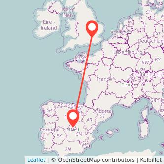 Twickenham Madrid train map