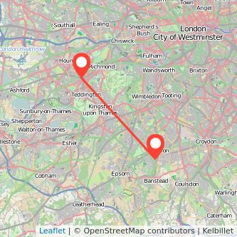 Twickenham Sutton train map