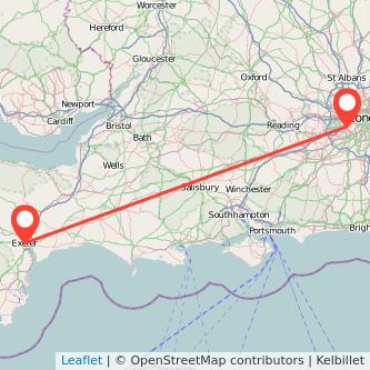 Twickenham Exeter train map