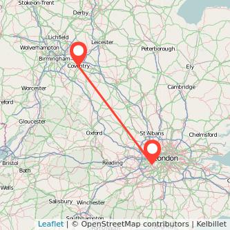 Twickenham Coventry train map