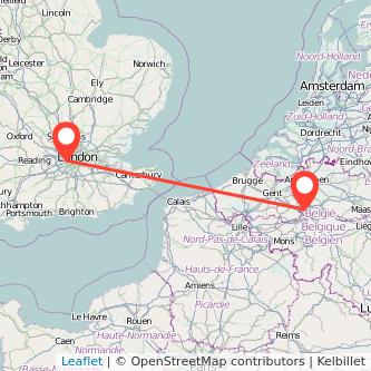 Twickenham Brussels train map