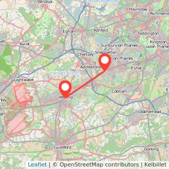 Weybridge Woking bus map