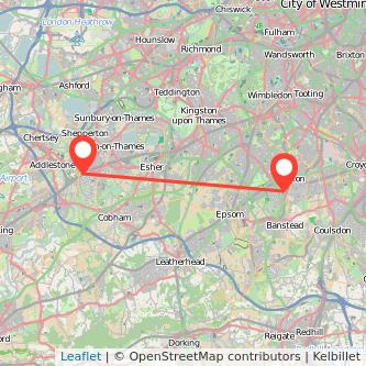 Weybridge Sutton train map