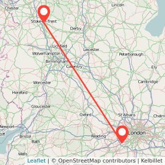 Weybridge Stoke-on-Trent train map