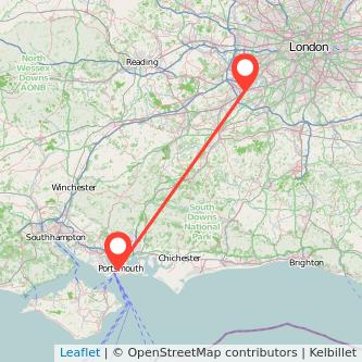 Weybridge Portsmouth train map