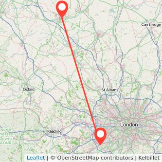 Weybridge Northampton train map