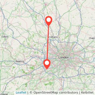 Weybridge Luton bus map