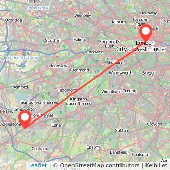 Weybridge London train map