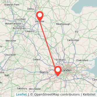 Weybridge Leicester train map