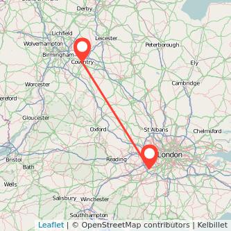 Weybridge Coventry train map