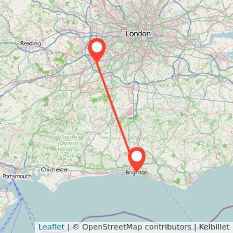 Weybridge Brighton train map