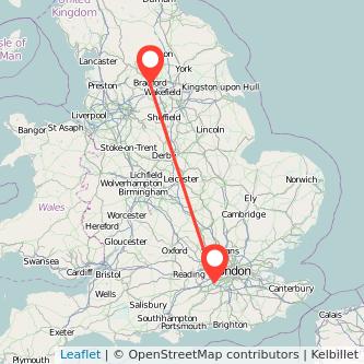 Weybridge Bradford train map