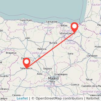 Mapa del viaje Alsasua Salamanca en tren