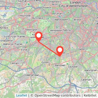 Surbiton Sutton bus map