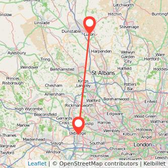 Uxbridge Luton bus map