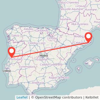 Mapa del viaje Caldes de Malavella Coimbra en tren