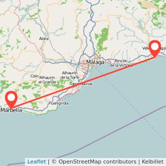 Mapa del viaje Torre del Mar Marbella en bus