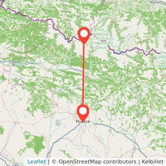 Mapa del viaje Formigal Huesca en bus