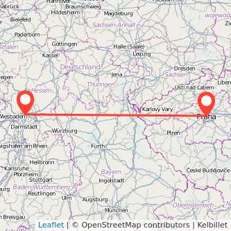 Mapa del viaje Praga Frankfurt en bus