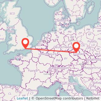 Prague Worthing train map