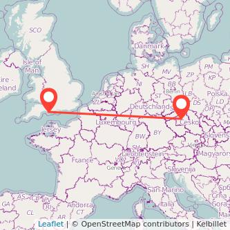 Prague Weymouth train map