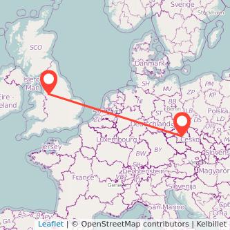 Prague Warrington train map