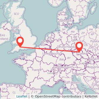 Prague Taunton train map