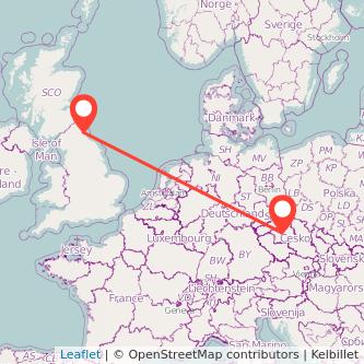 Prague Newcastle upon Tyne bus map