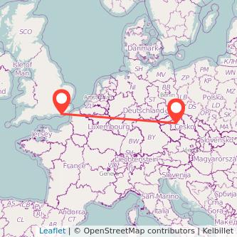 Prague Eastbourne train map