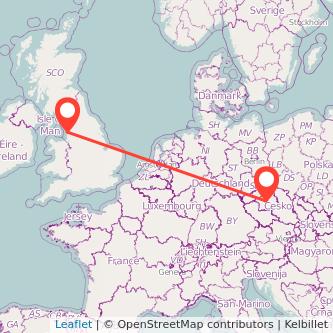 Prague Blackpool train map