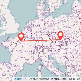 Brno Paris train map