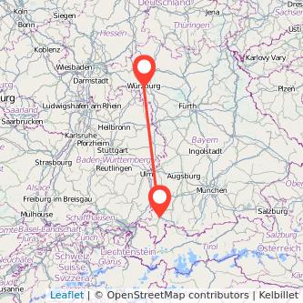 Würzburg Kempten Mitfahrgelegenheit Karte