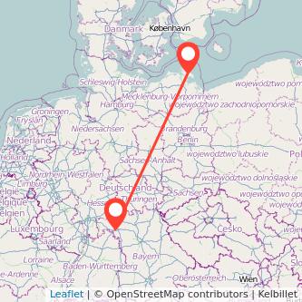 Würzburg Bergen auf Rügen Bahn Karte