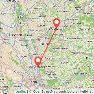 Wuppertal Leverkusen Mitfahrgelegenheit Karte