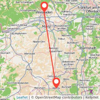 Worms Wiesbaden Bahn Karte