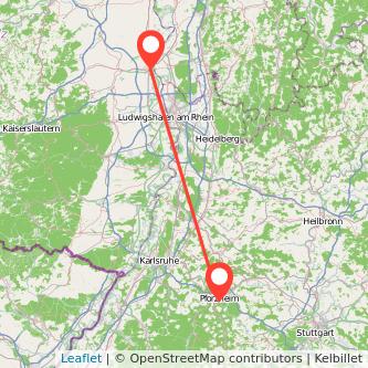Worms Pforzheim Bahn Karte