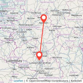Worms Paderborn Mitfahrgelegenheit Karte