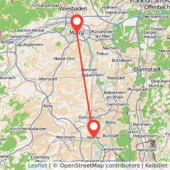 Worms Mainz Bahn Karte