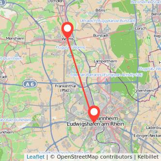 Worms Ludwigshafen Mitfahrgelegenheit Karte