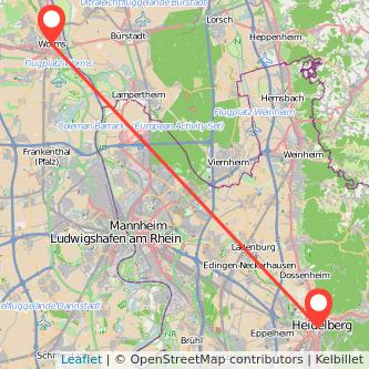 Worms Heidelberg Bahn Karte