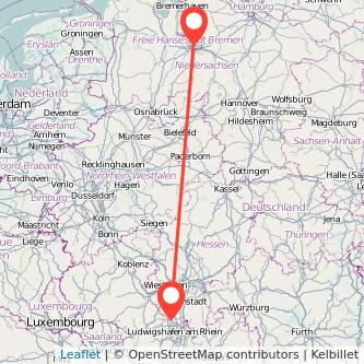 Worms Bremen Bahn Karte