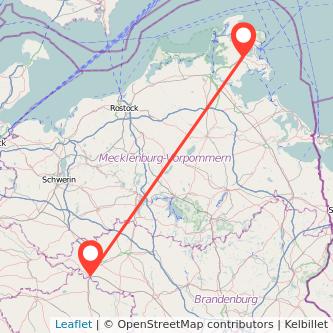 Wittenberge Bergen auf Rügen Bahn Karte