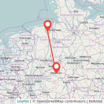 Wilhelmshaven Paderborn Mitfahrgelegenheit Karte
